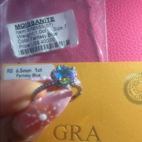 Moissanite Jewelry - Moissanite Fantasy Blue Ring